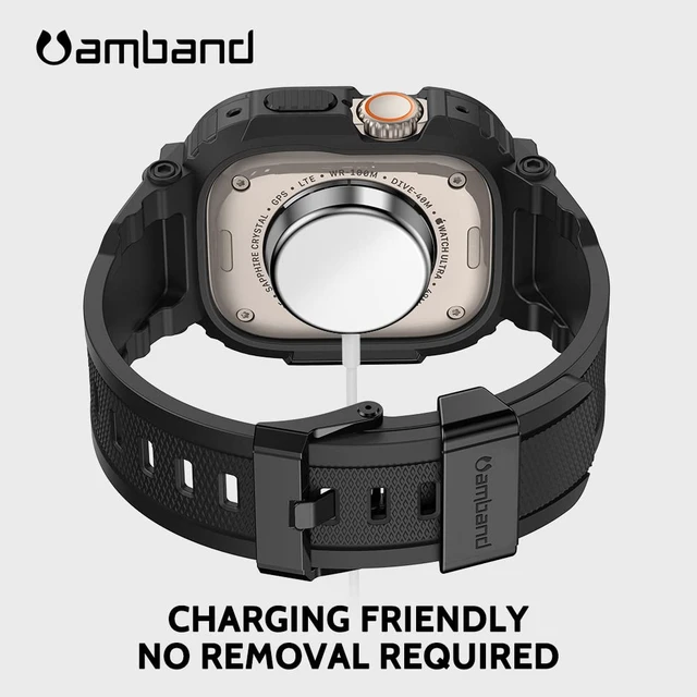 Alt view image 7 of 7 - Bands Case Screen Protector Compatible with Apple Watch Ultra 4/3/2/1 49mm for Men, M1 Sport Rugged Cover Strap and 9H Tempered Glass, Military Protective Bumper for iWatch 49 mm Men Black