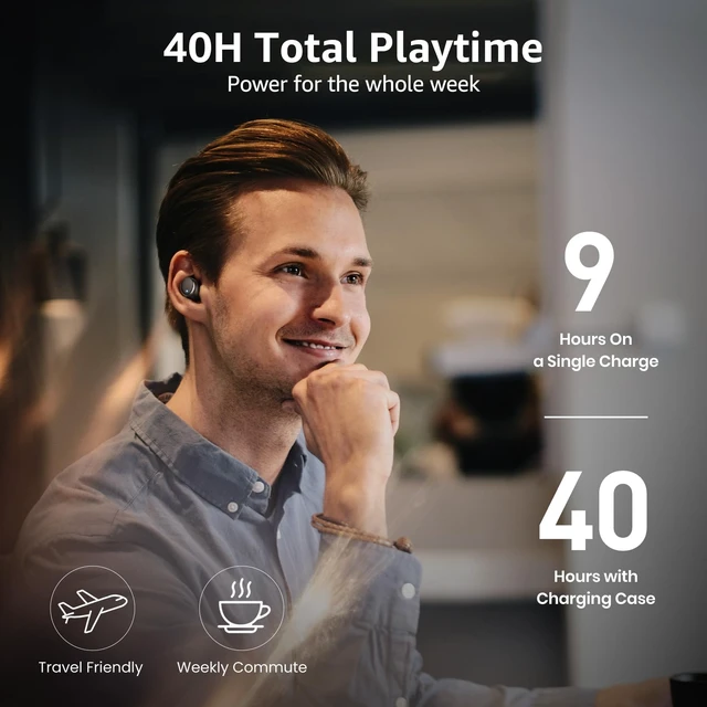 Alt view image 6 of 7 - T6 Wireless Earbuds Bluetooth 5.3 Stereo Sound in Ear Headphones | OrigX Stereo Deep Bass, 40H Playtime, Lighter Ear buds, IPX8 Waterproof, wireless Charging Case, 32 EQs via APP Dark Black