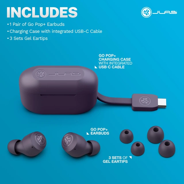 Alt view image 7 of 7 - Go Air Pop+ True Wireless Earbuds, in Ear Headphones, Bluetooth Earphones, 35H Playtime Ear Buds, Bluetooth Earbuds with Microphone, USB-C Charging Case, Dual Connect, EQ3 Sound, Violet