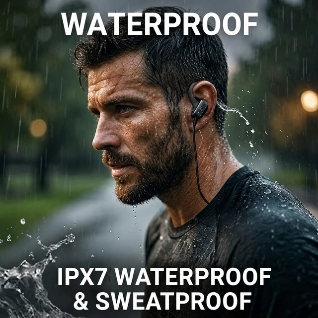 Alt view image 4 of 5 - Bluetooth Headphones Wireless Earbuds 360hrs Playtime Wireless Charging Case Digital Display Sports Ear Buds with Earhook Deep Bass IPX7 Waterproof Tablet Over-Ear Earphones for TV Phone Laptop Black