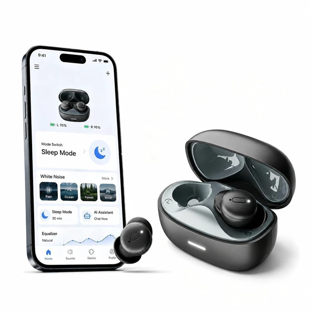 Main image of Sleep Earbuds for Side Sleepers with White Noise & Sleep Mode, ANC Noise Canceling Headphones for Sleeping, Ultra-Long Battery Mini Invisible Earbuds, Bluetooth 6.0 with Translation Function, Black