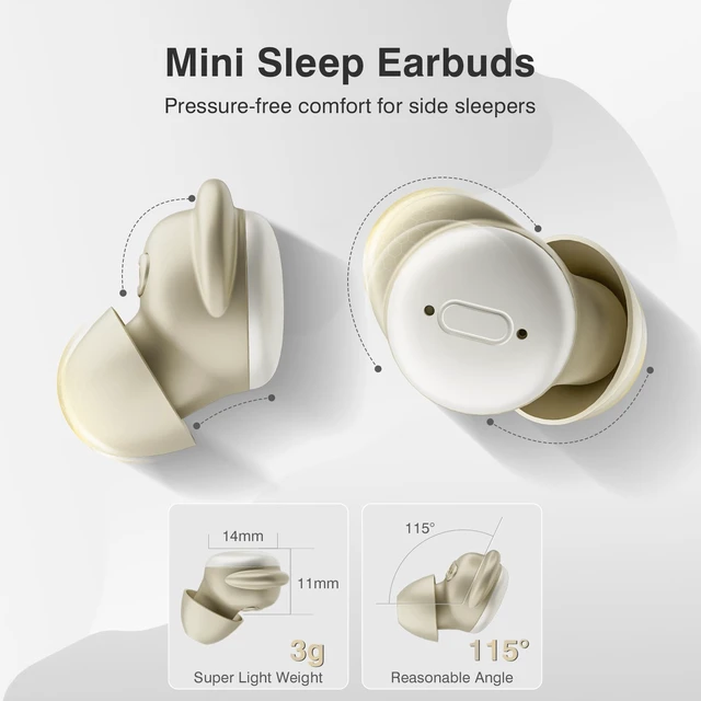Alt view image 5 of 7 - Sleep Earbuds for Side Sleepers with White Noise & Sleep Mode, ANC Noise Canceling Headphones for Sleeping, Ultra-Long Battery Mini Invisible Earbuds, Bluetooth 6.0 with Translation Function, Black