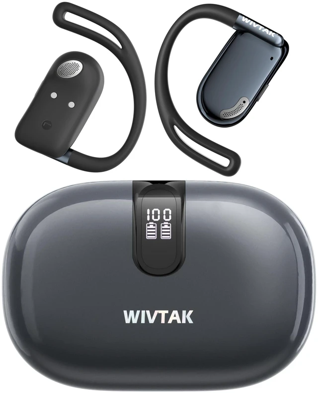 Main image of Wireless Earbuds, Open-Ear Sports Bluetooth Headphones, Acoustic Chamber Audio, ANC Call Noise Reduction, Smart Digital Display Charging Case, IPX5 Water Resistant, for Cycling Work