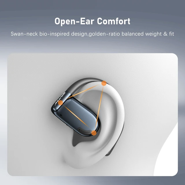 Alt view image 2 of 7 - Wireless Earbuds, Open-Ear Sports Bluetooth Headphones, Acoustic Chamber Audio, ANC Call Noise Reduction, Smart Digital Display Charging Case, IPX5 Water Resistant, for Cycling Work