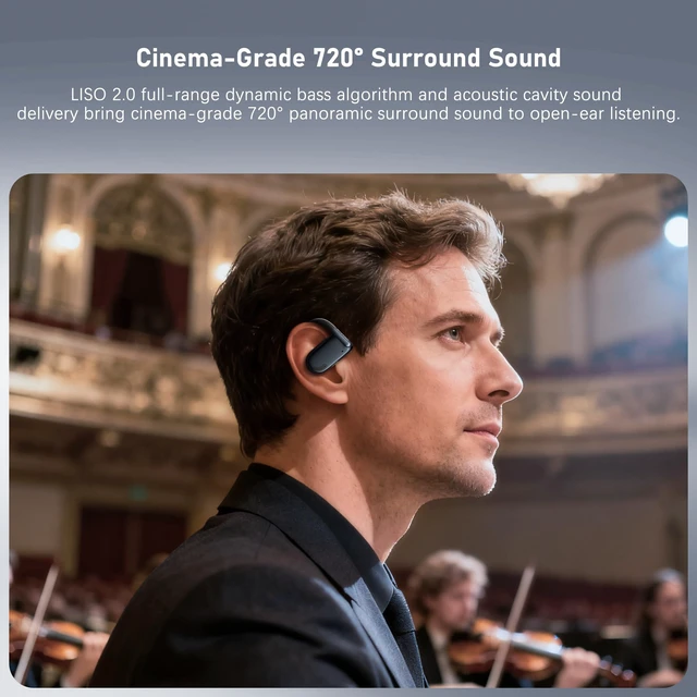 Alt view image 4 of 7 - Wireless Earbuds, Open-Ear Sports Bluetooth Headphones, Acoustic Chamber Audio, ANC Call Noise Reduction, Smart Digital Display Charging Case, IPX5 Water Resistant, for Cycling Work