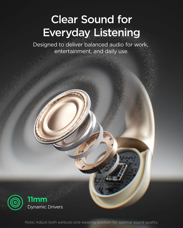 Alt view image 5 of 7 - Open Ear Earbuds, Clip-On Design, Wireless Bluetooth 6.0 X7, White | Ultra-Light 4.8g, Smart Digital Display, Clear Sound, Secure Fit for Travel/Yoga/Sports, IPX4 Water Resistant, Touch Control