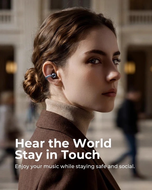 Alt view image 6 of 7 - S6S Ultra Open Ear Earbuds Clip On Wireless Bluetooth Headphones | Running Comfortable Lightweight Stable Fit Gym Sports Headphones 42 Playtime IP67 Waterproof Powerful Sound Black