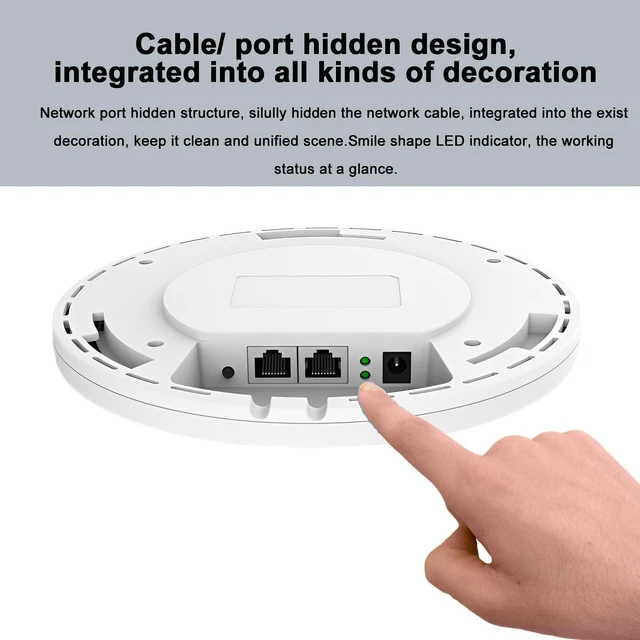 Alt view image 2 of 7 - Dual Band Gigabit POE Wireless WiFi Access Point WiFi Repeater | Long Range 5Ghz 1200Mbps Ceiling Mounted AP Wireless Access Point | Mesh, Seamless Roaming & MU-MIMO | PoE Powered