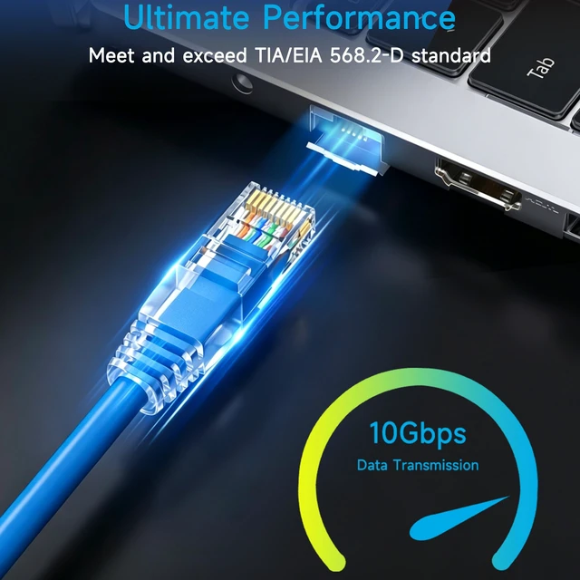 Alt view image 2 of 6 - Cat6 Ethernet Patch Cable 10 ft (10 Pack), Cat6 Patch Cable 26AWG Pure Copper for Data Centers, Cat 6 Patch Cable 10G, Network Patch Cables for Home and Enterprise Network -Blue