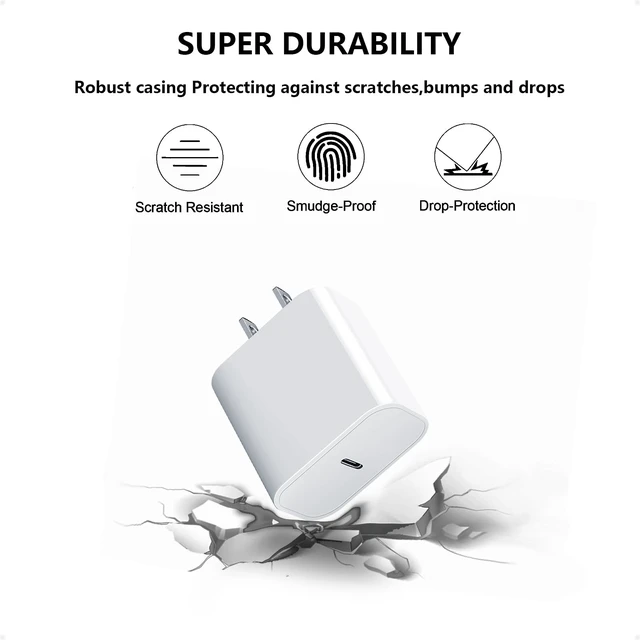 Alt view image 4 of 7 - Fast USB-C Charger Block 20W for iPhone 17/iPad/Apple Watch iWatch/AirPods | Type-C PD Fast Charging Cube for iWatch Ultra/11/10/9/8/SE/iPhone 17/16/15, 20W Power Adapter Plug Brick Box White 1Pack