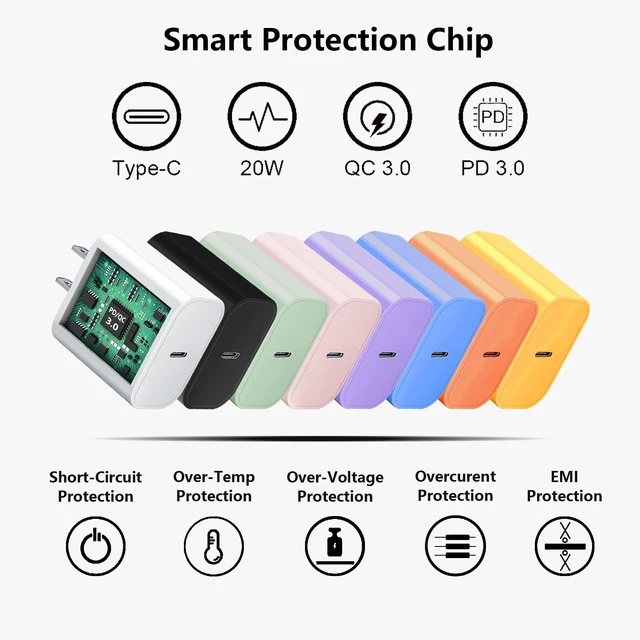 Alt view image 5 of 7 - Fast USB-C Charger Block 20W for iPhone 17/iPad/Apple Watch iWatch/AirPods | Type-C PD Fast Charging Cube for iWatch Ultra/11/10/9/8/SE/iPhone 17/16/15, 20W Power Adapter Plug Brick Box White 1Pack