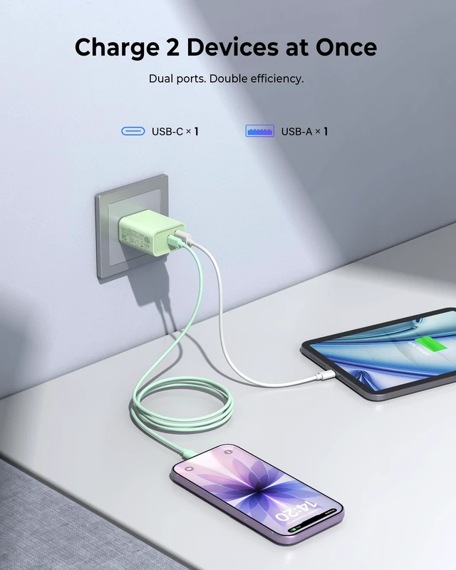 Alt view image 2 of 7 - USB C Wall Charger, 3Pcs 20W PD + QC USBC Charger Block Super Fast Power Output Rapid Charging Box Wall Plug Cube for Phone 16/17, Samsung Galaxy S24, Motorola, LG, Google Pixel 6Pro, Mint Green