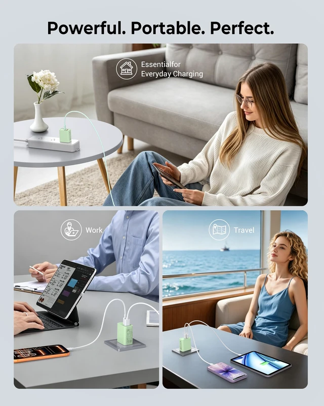 Alt view image 7 of 7 - USB C Wall Charger, 3Pcs 20W PD + QC USBC Charger Block Super Fast Power Output Rapid Charging Box Wall Plug Cube for Phone 16/17, Samsung Galaxy S24, Motorola, LG, Google Pixel 6Pro, Mint Green