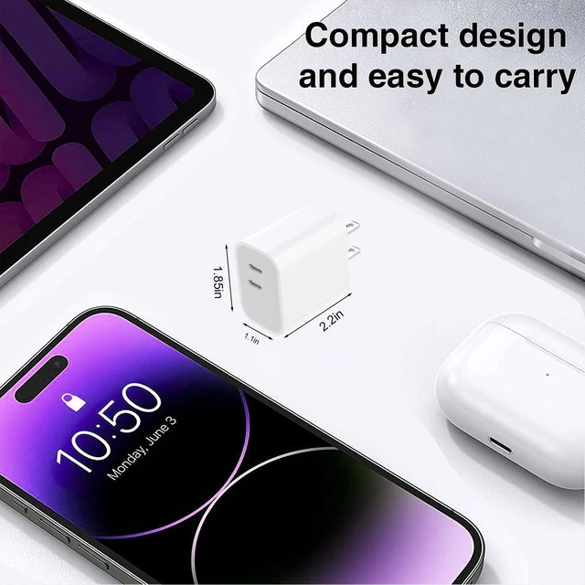 Alt view image 3 of 6 - Dual Port USB C Charger Block,Type C Fast Charging for iPhone 18/17/16/15 | Compatible with iPhone 18/17/17 Air/17 Pro/17 Pro Max, for iPhone 16/16 Pro/16 Pro Max /15/15 Plus/15 Pro/15 Pro Max