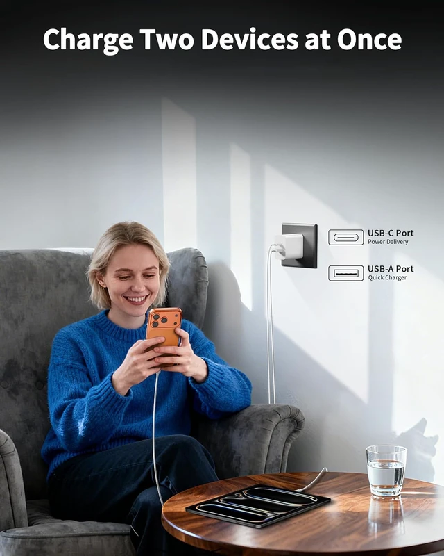 Alt view image 3 of 7 - USB C Wall Charger Block,20W USB C&USB A Dual Port Charging Block Plug USB C Power Adapter Compatible for iPhone Duo/18 Pro/18 Pro Max/17 Pro Max/Air/16e/16Plus/15/14/13/12/11,iWatch,iPad Pro/Air/Mini