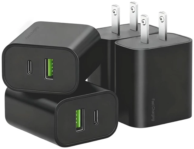 Main image of 4 Pack USB C Charger Block,20W USB-C & USB-A Port Chargerfor i Phone 17/16/15/14/13/12/11/X/8, i Pad and More