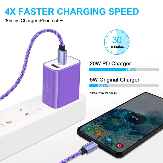 Alt view image 2 of 7 - 20W USB C Wall Charger, Dual Port Fast Charger Block for iPhone 17 Pro Max | USB C Power Adapter for iPhone 17e 16e 16 15 14 13 12 11 Pro Max SE, Samsung Galaxy S26 S25 A16 A15 A53, Pixel 10a 9 8 Pro