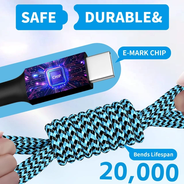 Alt view image 6 of 7 - Travel USB C 4 in 1 Charging Cords,Four Type C Ports Mulit Charging Cable | Universal Charging Cables for All Devices,Travle Charger Cord for iPhone Series/Galaxy/Tablets/PS,Blue