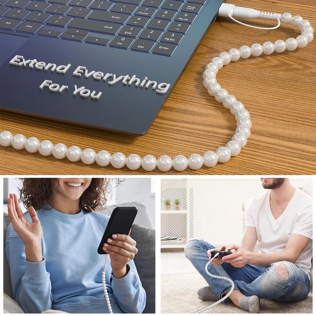 Alt view image 7 of 7 - USB C Cable 6FT 4 in 1 Multi Charging Beaded iPhone Charger Cord | Pearl Phone Charger Cord with USB A/Type C to Type C/Light-ning Fast Charger Cable for iPhone 17 16 15 14, for Galaxy S25 S24