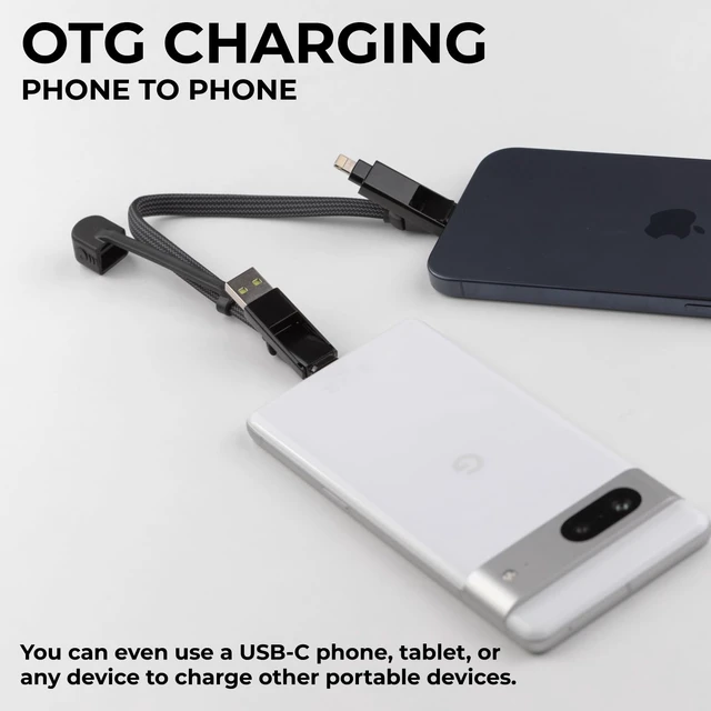 Alt view image 6 of 6 - inCharge XL 6-in-1 Multi Charging Cable, Portable USB and USB-C Cable with 100W Ultra-Fast Charging Power, 1 Ft/0.3m, Urban Black