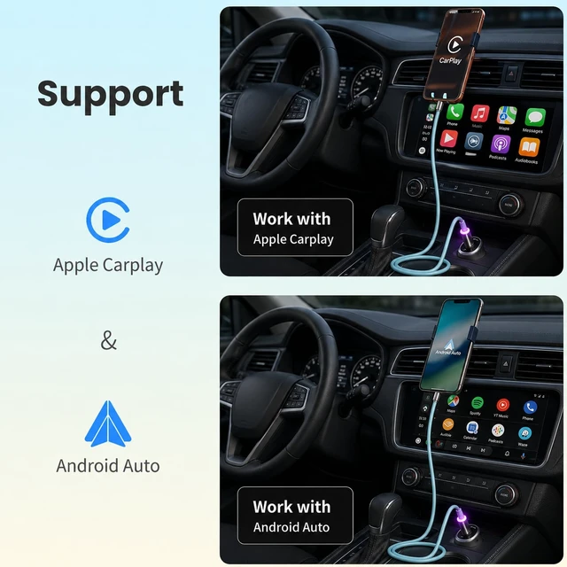 Alt view image 7 of 7 - 240W USB C Cable 4 in 1,Smart Display & Light, Fast Charge Cable,Liquid Silicone Braided,E-Mark Chip 6FT for iPhone 17/Samsung S26/MacBook/iPad/CarPlay, Office Travel Car Gaming
