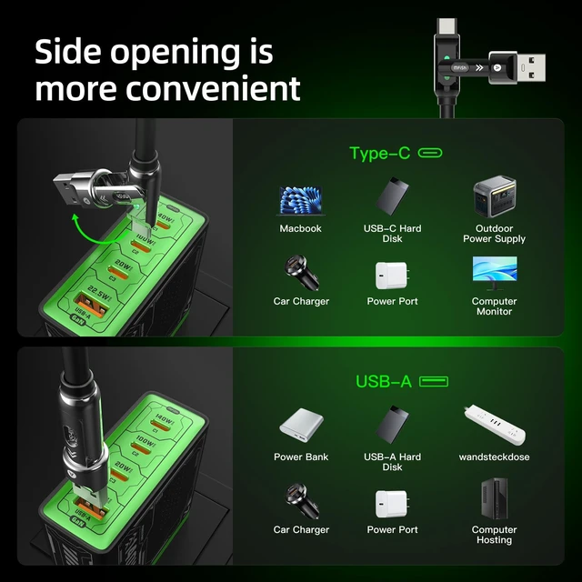 Alt view image 6 of 7 - USB C to USB C Cable, 240W 4 in 1 Charging Cable, Black, 6.6FT | Carrying Case, USB-A & USB-C to USB-C/Lightning, For iPhone 17/16/15/14, MacBook, iPad, Laptop, Samsung S25/S24