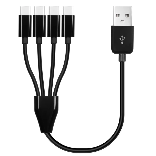 Alt view image 7 of 7 - Short USB C Splitter Cable,4 in 1 USB 2.0 A Male to 4 USB C Male Charging Cord for Some USB Type-C Phone, Device - 0.5M (Black)