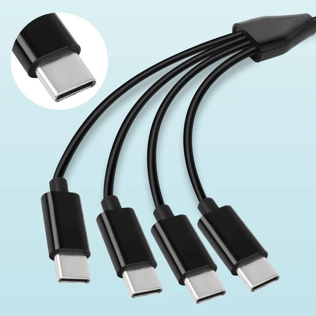 Alt view image 6 of 7 - Short USB C Splitter Cable,4 in 1 USB 2.0 A Male to 4 USB C Male Charging Cord for Some USB Type-C Phone, Device - 0.5M (Black)