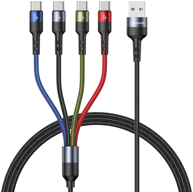 Main image of 4 TypeC Multi Charging Cable 4 in 1 Charging Cords for Multiple Devices 4ft | 2Pack 4FT USB to USB C Cable, Universal Phone Charger Cord for Phone17-8/Androids/Pad and More