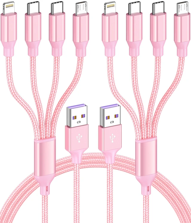 Main image of 4 in 1 Multi Charging Cable 4ft 2 Pack,Braided MFi Certified Charger Cable | Nylon Braided iPhone Charger,Universal Phone Cord with Type-C,Micro USB,IP for iPhone17-5/Android