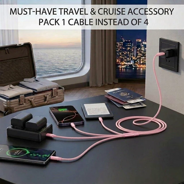 Alt view image 3 of 7 - 4 in 1 Multi Charging Cable 4ft 2 Pack,Braided MFi Certified Charger Cable | Nylon Braided iPhone Charger,Universal Phone Cord with Type-C,Micro USB,IP for iPhone17-5/Android