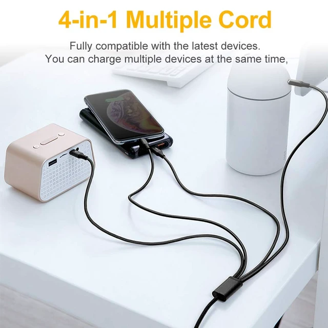 Alt view image 3 of 7 - Multi Charging Cable, 2Pack 4FT 4 in 1 Charging Cable for Multiple Devices | Braided Universal Phone Charger Cord with Type-C, Micro USB, IP Port for iPhone16/15/14/Android Phones and More