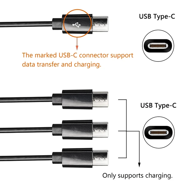 Alt view image 2 of 7 - USB Type C Splitter Charging Cable,1ft 4 in 1 Multi Charging Cable, USB A to 4 x USB Type C Y Splitter Data Snyc Cord(0.3m-4 USB C, Black)