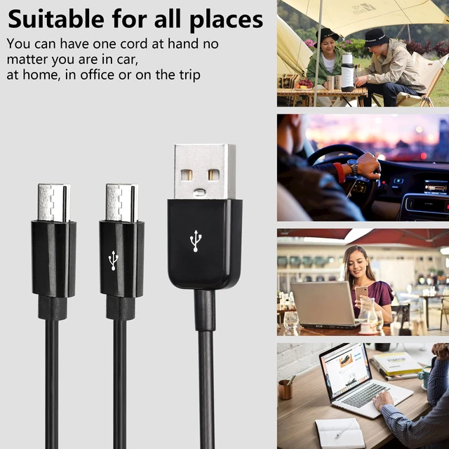 Alt view image 5 of 7 - USB Type C Splitter Charging Cable,1ft 4 in 1 Multi Charging Cable, USB A to 4 x USB Type C Y Splitter Data Snyc Cord(0.3m-4 USB C, Black)
