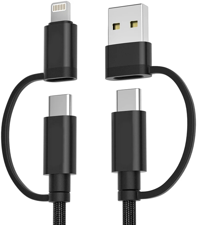 Main image of 4 in 1 USB C Charger Cable for Samsung Galaxy S25 S24 Plus Ultra | 60W Fast Charging Multi Charger Cord with USB A Converter/iOS/Type C for iPhone 18 17 16 15 Pro,iPad Air 4 5,A42 A51 A72,10ft