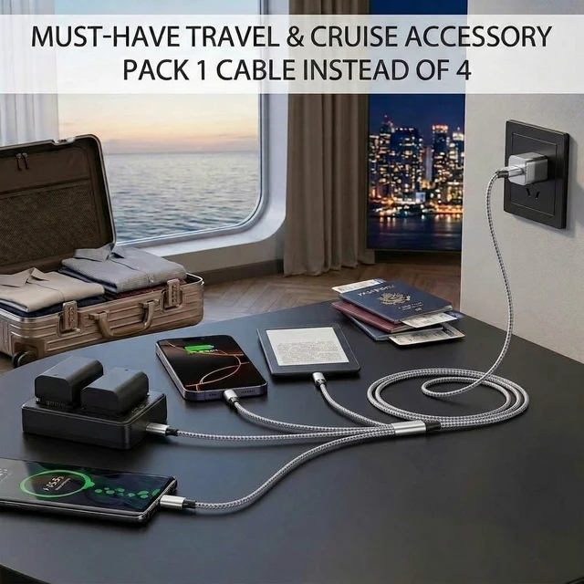 Alt view image 3 of 7 - 4 in 1 Multi Charging Cable 4ft 2 Pack,Braided MFi Certified Charger Cable | Nylon Braided iPhone Charger,Universal Phone Cord with Type-C,Micro USB,IP for iPhone17-5/Android