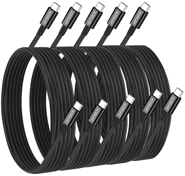Main image of USB C to USB C Cable, 100W 5A Super Fast Charging, PD 3.0, Type C to Type C, 5-Pack (5ft,), for iPhone 17/16 Pro Max, iPad Pro,Samsung Galaxy S25/24