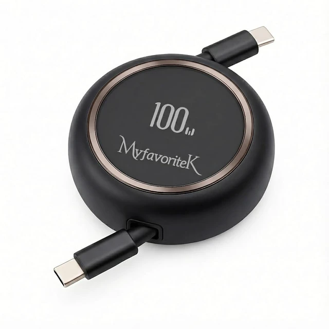 Alt view image 6 of 6 - Black Retractable USB C to USB C Cable, 100W Fast Charging Type C Phone Charger Cord, Cute for Car and Travel, up to 3.3 ft