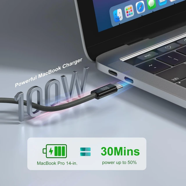 Alt view image 2 of 6 - USB C to USB C Cable, 5Pack 100W/5A 3ft Nylon Braided Type C Fast Charging Cord for Galaxy S26 S25 Ultra S24 FE S23 iPhone 18 17 16 Pro Max 15 iPad Air MacBook Pro Pixel 10 Android Phones Laptop