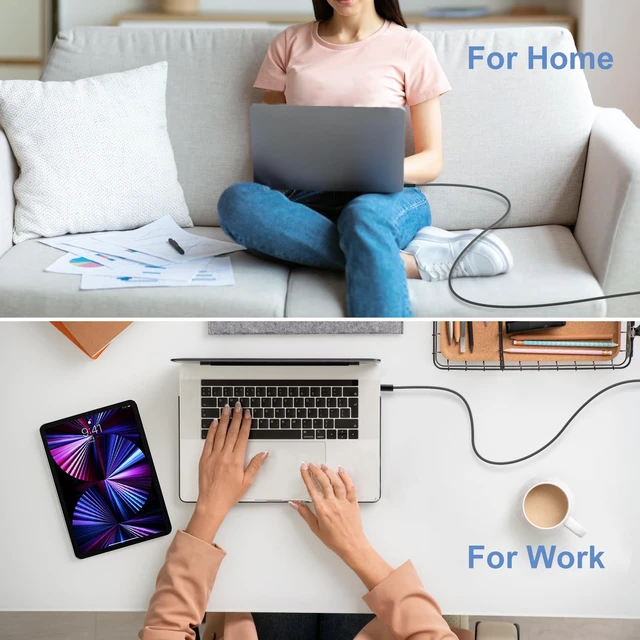 Alt view image 4 of 6 - USB C to USB C Cable, 5Pack 100W/5A 3ft Nylon Braided Type C Fast Charging Cord for Galaxy S26 S25 Ultra S24 FE S23 iPhone 18 17 16 Pro Max 15 iPad Air MacBook Pro Pixel 10 Android Phones Laptop