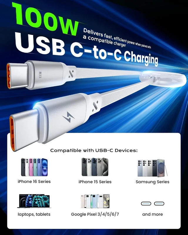 Alt view image 2 of 7 - Basix 100W Retractable USB-C Cable, Fast Charging USB C-to-C Cable with 4 Adjustable Cable Lengths, USB C Cable for iPhone 17/17 Air/17 Pro/Pro Max, 16, 15 Series, Samsung S24/23+