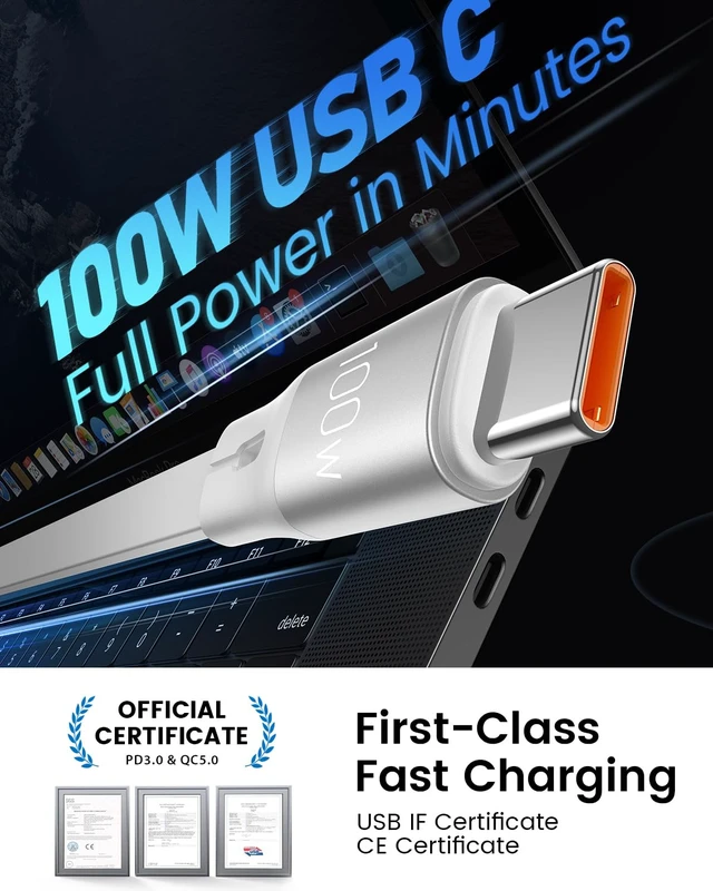 Alt view image 2 of 7 - 100W Multi Charging Cable, 6-in-1 Retractable USB C/A Cable, 5A Fast Charger Cord for Multiple Devices with Type C/L/Micro Ports for Phone 17 16 15 14 Pro Max, S24/S23, MBook, Pad (3.6ft) White