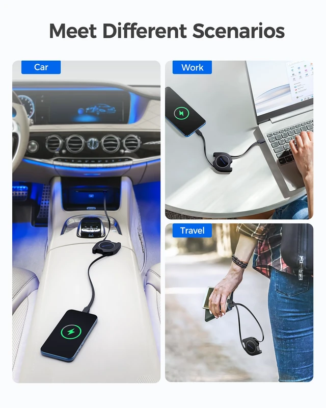 Alt view image 7 of 7 - 2-Pack Retractable USB C Cable, 60W Charging, 2.8ft | 480Mbps Data, Compatible with Apple CarPlay, Android Auto, iPhone 17/16, Galaxy S24, iPad Pro