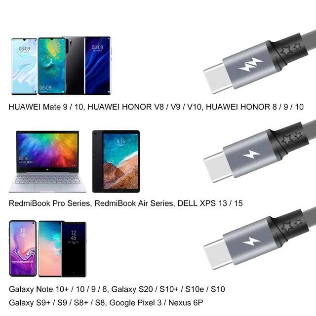 Alt view image 6 of 7 - USB C Splitter Multi Charging Cable,3 in 1 Fast Charging Cord,3.3Ft 3 Pack | QC 3.0 Sync Data Charger Cord,with 3 USB C Port Fits for iPhone18 17 16 15 Pro Max Plus, Pad, Galaxy S23 Tablets (Grey)
