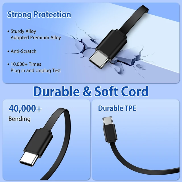 Alt view image 2 of 7 - Retractable USB to USB C Cord for iPhone 17 Pro/16 Pro Max/15 Pro,2Pack 3.3FT Android Auto Phone Type C Charger Cable Fast Charging for Samsung Galaxy S25/S24 Ultra/S23/S22/S21/S20/A35/A54/A55/A16/A15