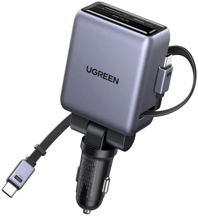 Main image of 150W 4-Port Retractable Car Charger with 100W Retractable Cable | 3 USB-C 1 USB-A, For iPhone 18 Pro Max 18 Duo 17 16 15 14 13 12 series, Galaxy S26 S25 S24 Ultra, iPad, MacBook, and more