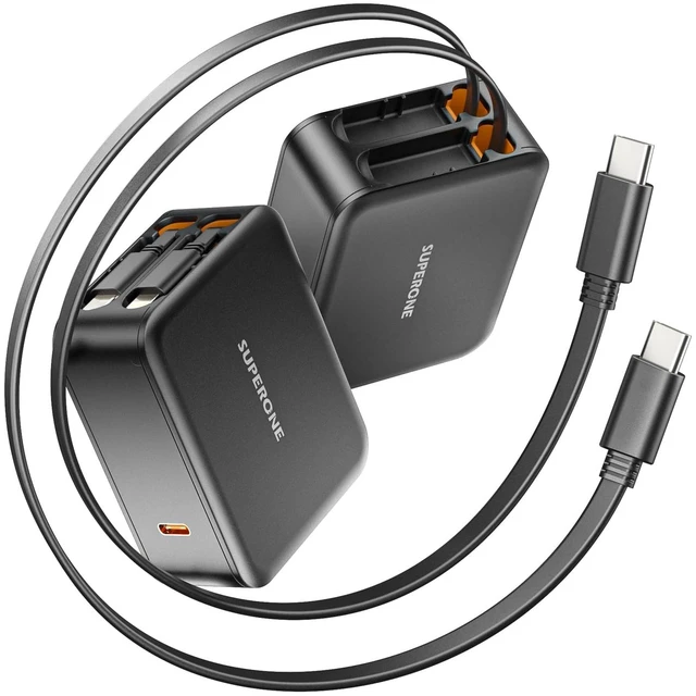 Main image of 62W Retractable Wall Charger with Dual USB C Cables | 3-Port USB C Charger Block, 35W Phone Chargers Fast Charging for iPhone 17/16/15 Series, Pad, Tablet, LG, Samsung and More