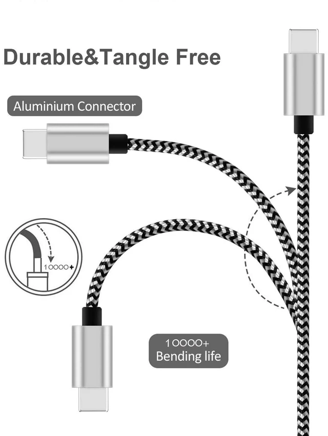 Alt view image 2 of 5 - USB Type C Cable 15ft with 3A Fast Charging, Ultra Long and Extremely Durable Nylon Braided USB C Charger Cord for Galaxy S10/S9/S8/Google Pixel/LG/OnePlus/Moto and More (Blue)