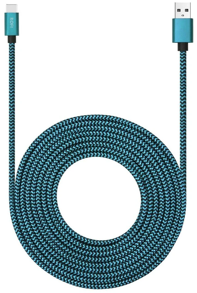 Main image of USB Type C Cable 15ft with 3A Fast Charging, Ultra Long and Extremely Durable Nylon Braided USB C Charger Cord for Galaxy S10/S9/S8/Google Pixel/LG/OnePlus/Moto and More (Blue)