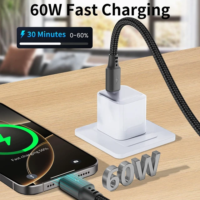 Alt view image 2 of 7 - 1.5FT USB C to USB C Cable, 3Pack Type C Charger Cord for iPhone 17/16/15 3A Fast Charging, MFI Certified, Nylon Braided, 1.5 Foot CarPlay Cord for iPhone 17/16/15, iPad Air/Pro, Galaxy S26/S25, Moto